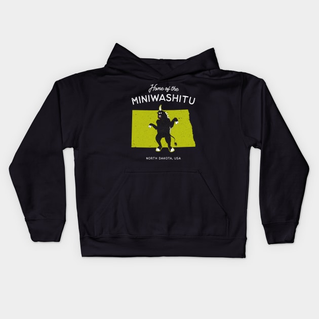 Home of the Miniwashitu - North Dakota, USA River Cryptid Kids Hoodie by Strangeology